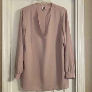 Anne Klein 0X Light Pink Long Sleeve Blouse